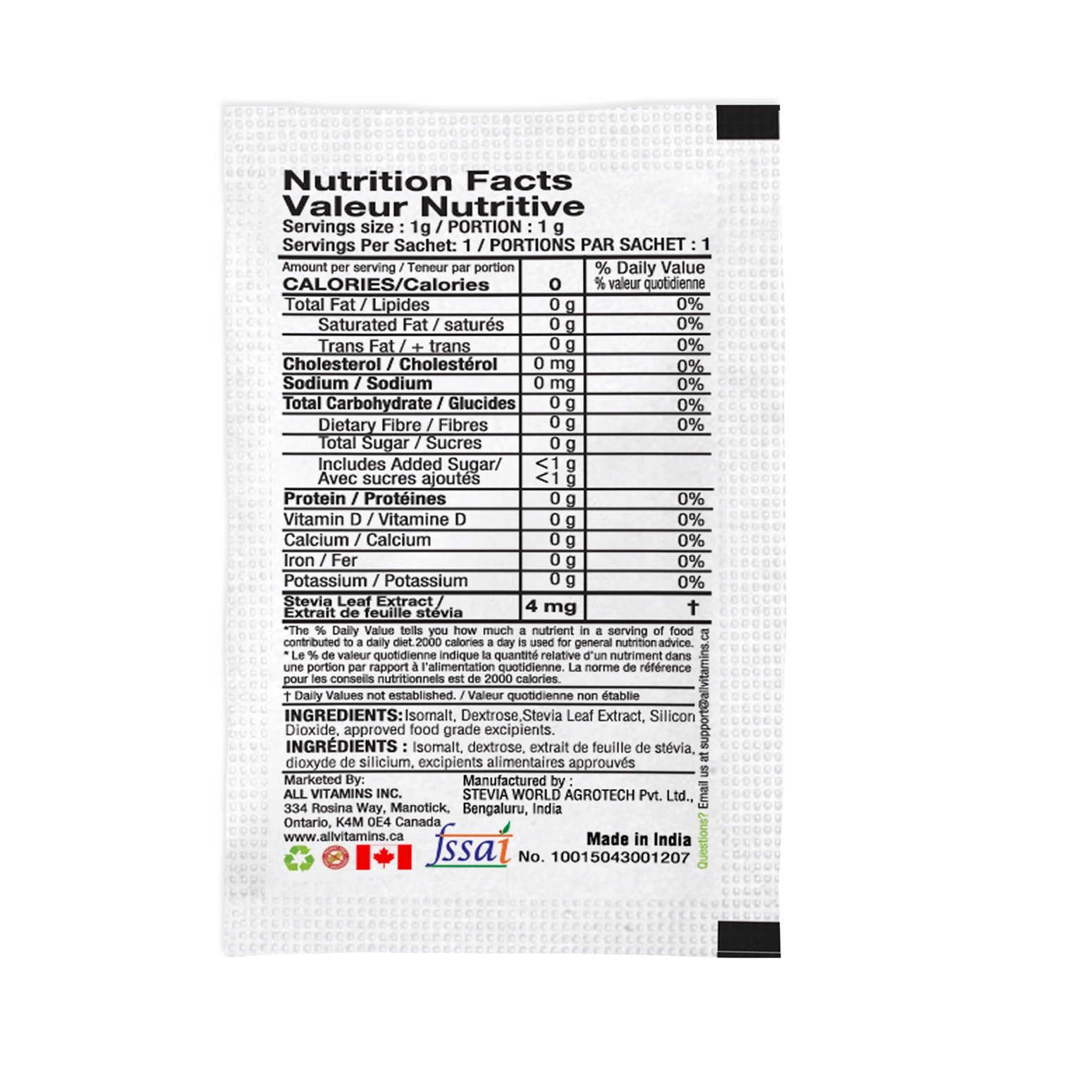 Stevia Packets (100 Count) thumbnail 6