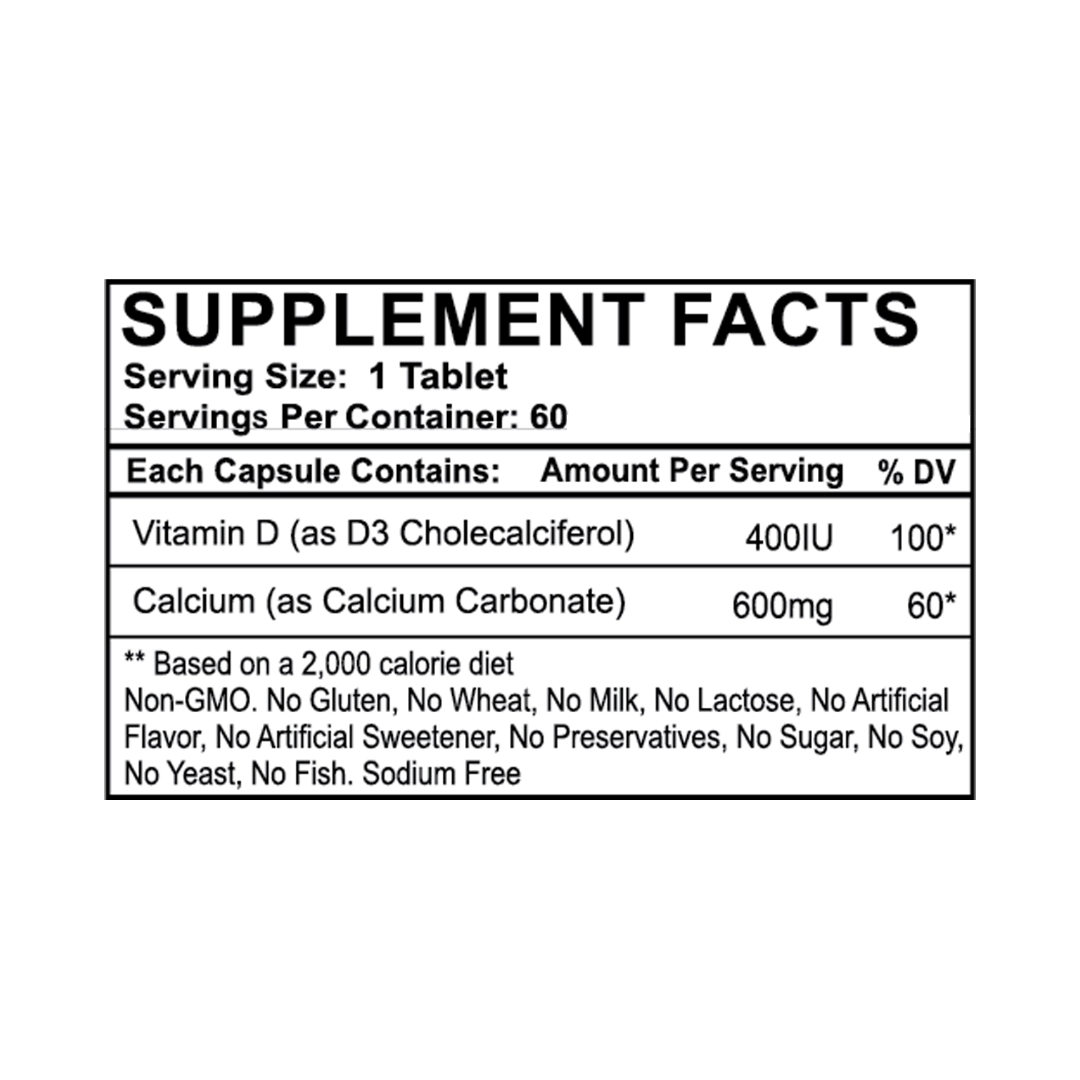 Calcium 600 mg + Vitamin D3 400 IU thumbnail 2